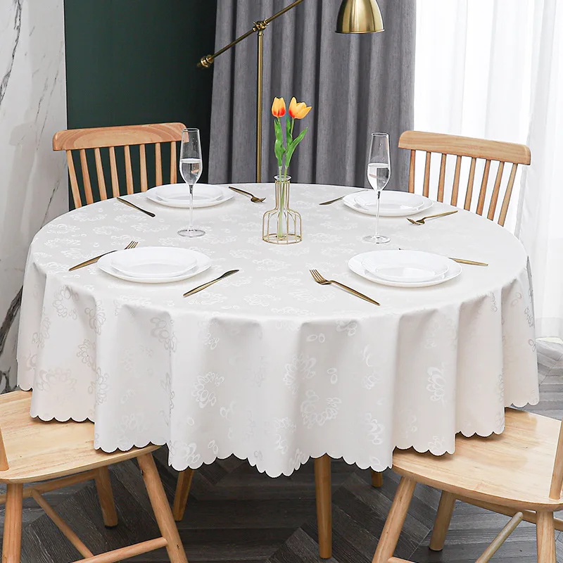 European waterproof oil proof scald proof and wash free round table cloth for Hotel round table cloth round table cover