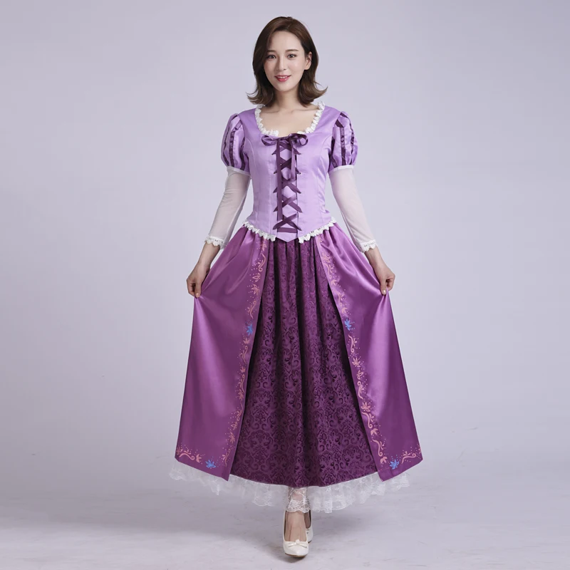 

Adult Women Anime Rapunzel Purple Dress Clothes Cute Princess Dress Tangled Halloween Party Cosplay Costumes