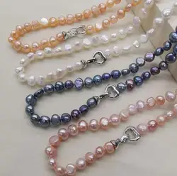 DAIMI Pearl Necklace Natural Freshwater Black//PurpleWhite/Pink Pearl Necklace Fine Pearl Jewelry For Women