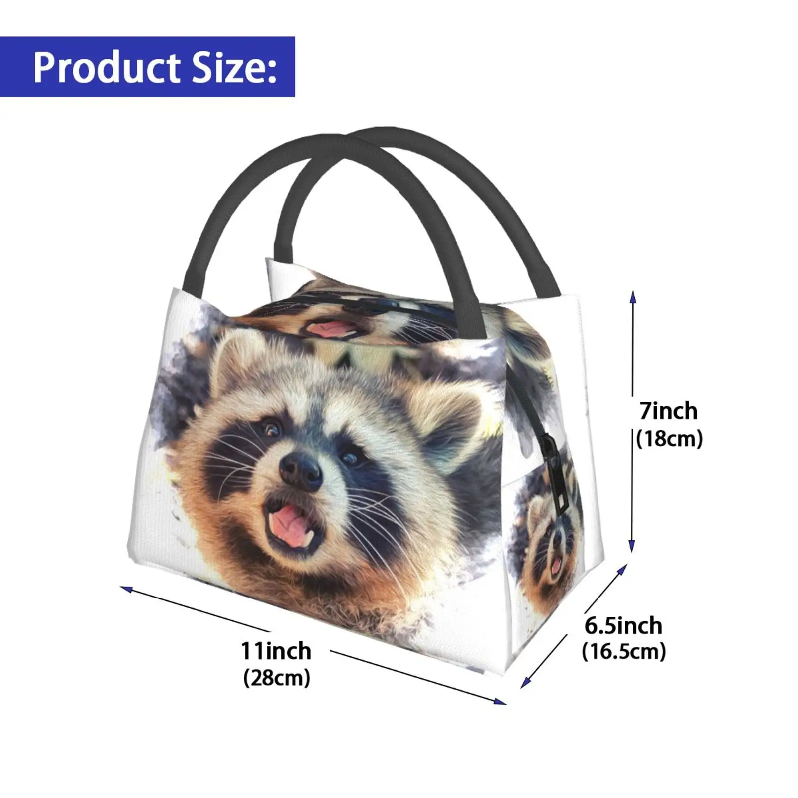 Portable Insulation Bag Smiling Raccoon Young Rat Mop Smiling Animal Wild