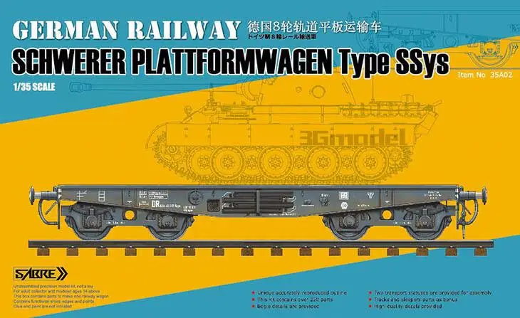 Sabre Model35A02 1/35GERMAN RAILWAY SCHWERER PLATTFORMWAGEN SSys