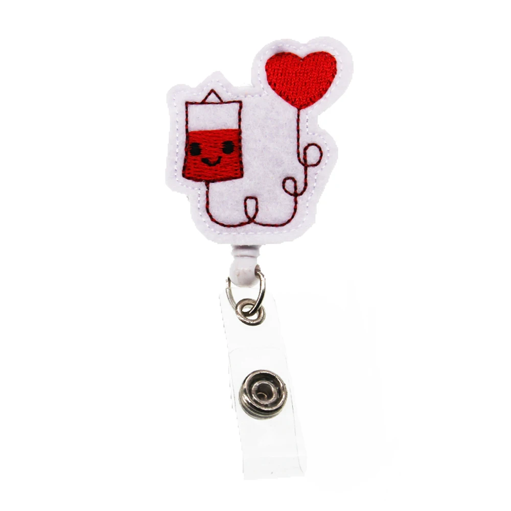 

Free Shipping Cute Blood Retractable Felt ID Badge Holder Reel