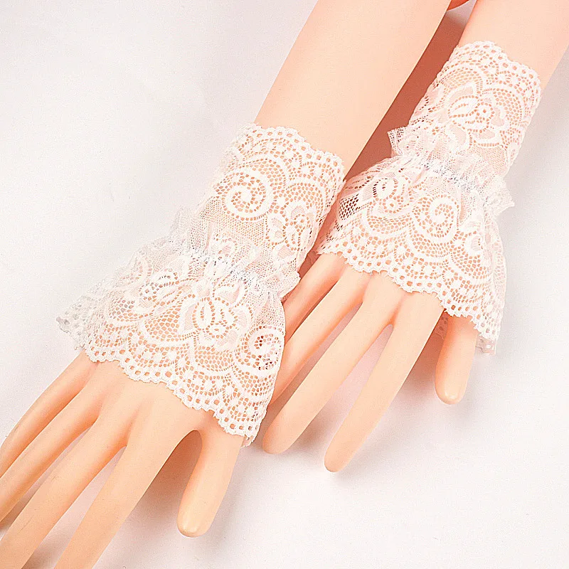 Fashion Lace Fake Sleeve Female Arm Cover Gloves Elbow Sleeve Cuff Gothic Black Wrist Cuffs Thin Sunscreen Fingerless Gloves