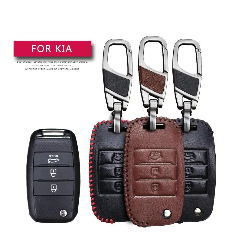 Leather Car Key Case Cover For Kia Rio K2 K3 K5 Bongo Sorento Soul Sportage Protection Key Shell Skin Bag Only case