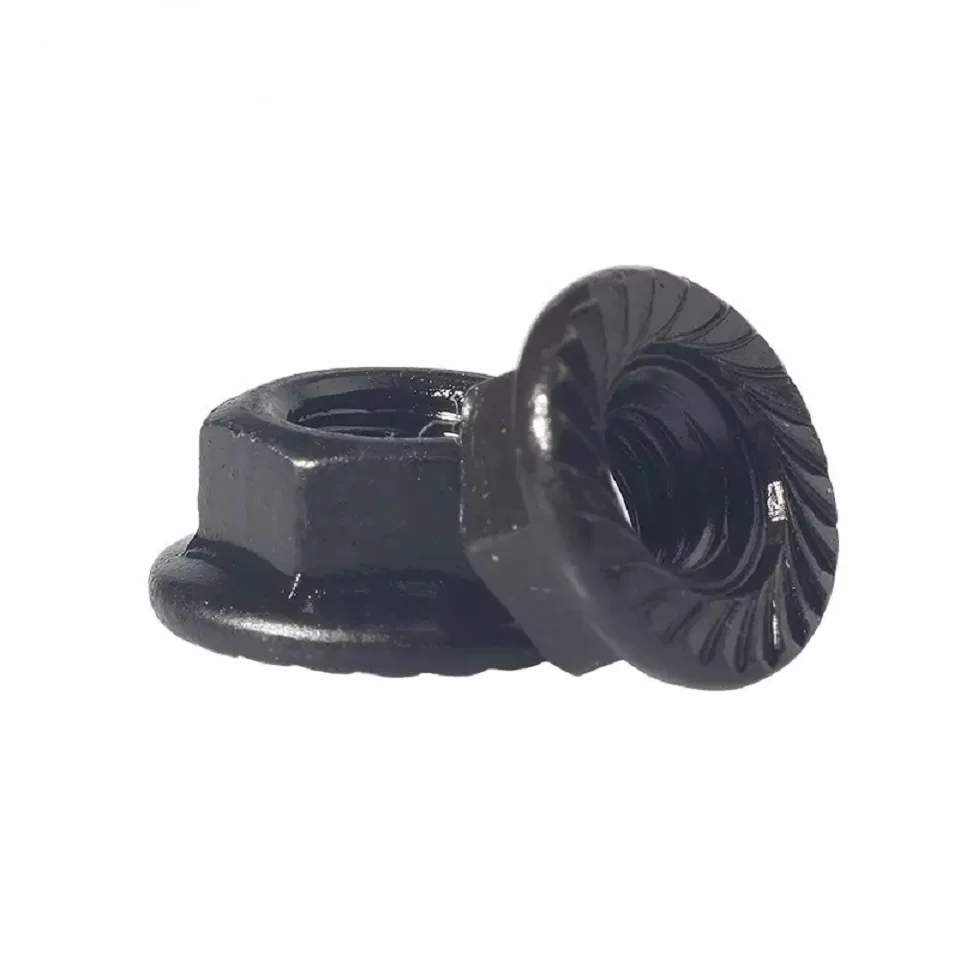 DIN6923 M3 M4  M5 M6 M8 M10 M12 Black Zinc Hexagonal Flange Nut Flower Nut Anti-skid Anti-loose HW302