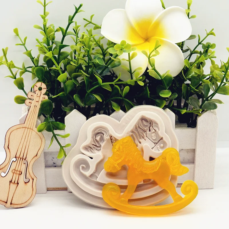 Resin Rocking Horse Silicone Mold Kitchen Baking Tool DIY Cake Pastry Fondant Moulds Dessert Chocolate Lace Decoration Supplies