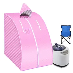 접이식 의자가 있는 휴대용 스팀 사우나, 가정용 스파, US, EU 플러그, 1000W, 2L, 방 목욕, 불면증 완화, 스테인레스 스틸 파이프 지원