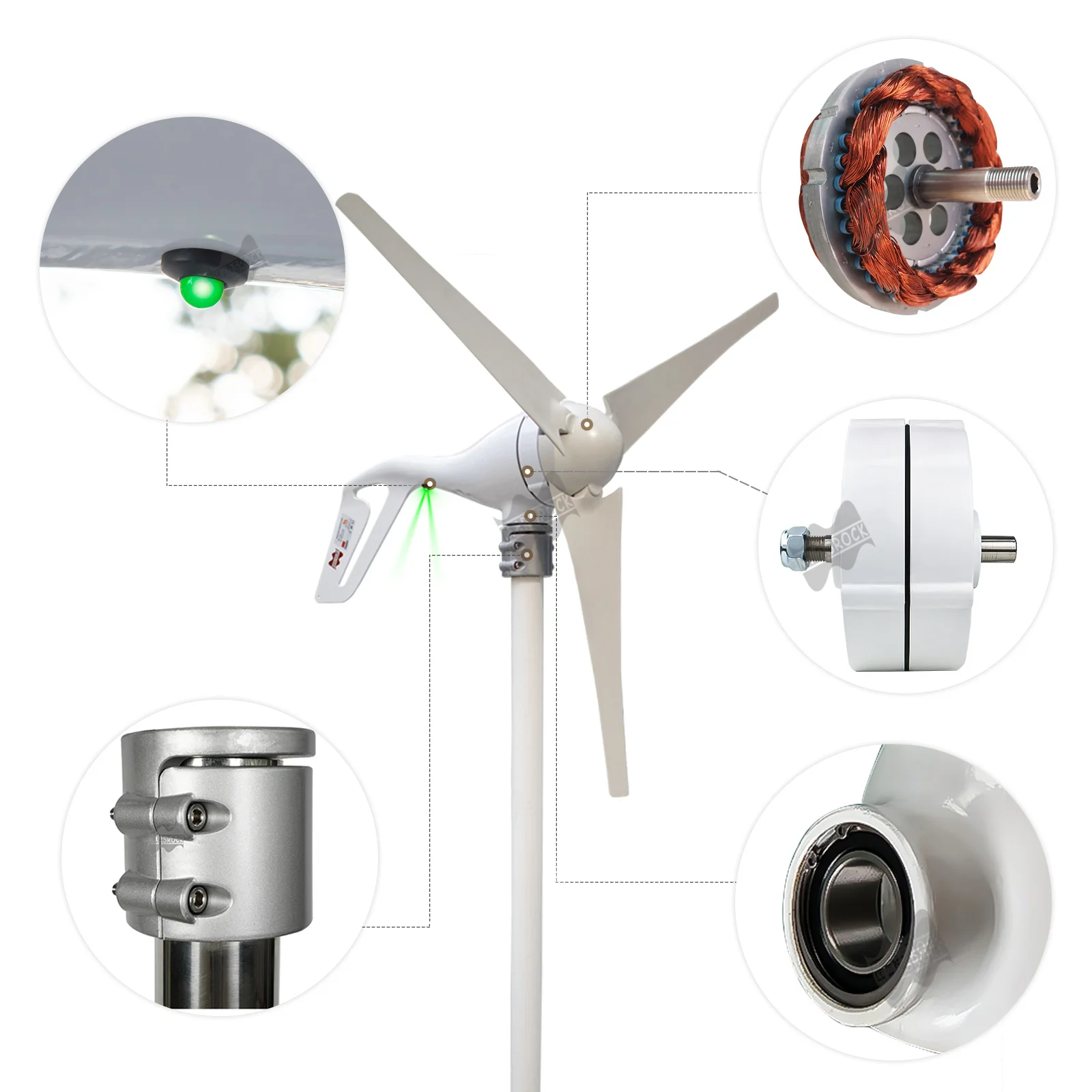 Ship From Spain 400W 12V 24V Wind Tubine Generator Horizontal Axis Mini Electric Windmill With LED Light Free 600W Controller