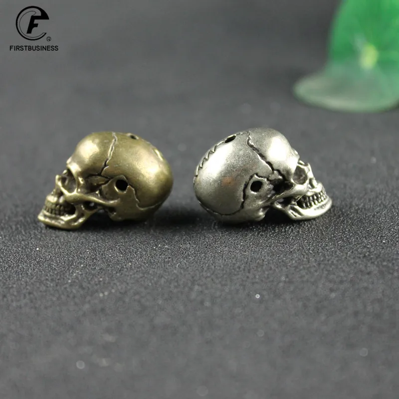 Punk Copper Skull Head Miniatures Figurines Desk Decorations Vintage Brass Home Decor Ornaments Crafts Handmade Antique Men Gift