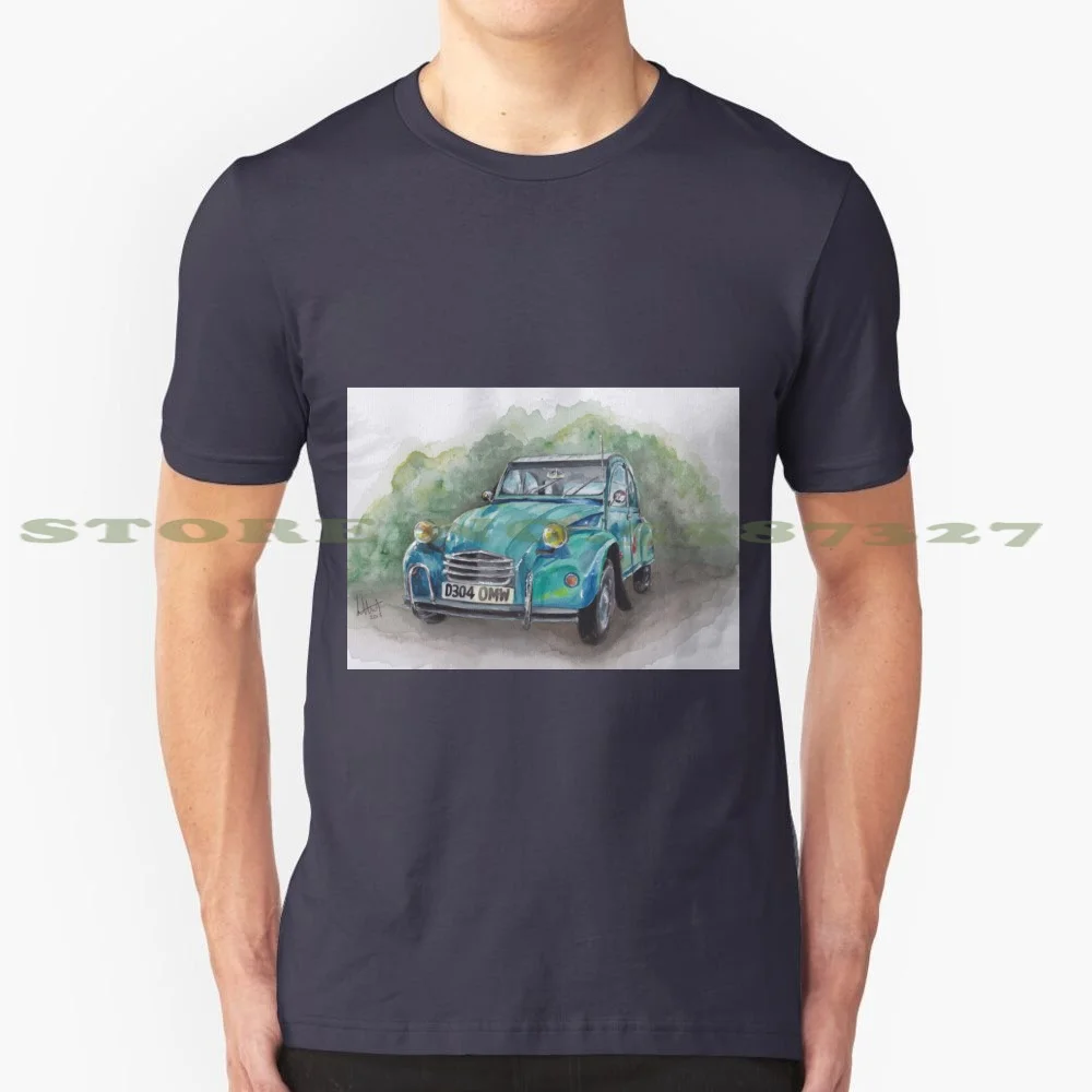 2Cv 100% Cotton T-Shirt 2Cv Tin Snail Classic Car Slow