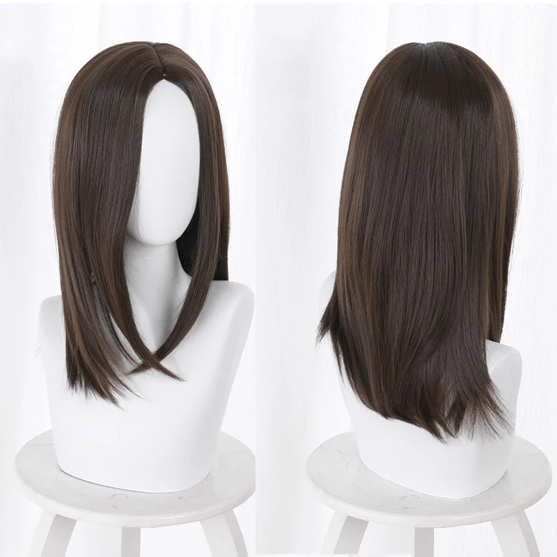 

women's long wigs Vampire Cassandra Lady Dimitrescu Long Wig Brown Straight Hair Girls Long 45cm Wigs Cosplay Halloween Headwear