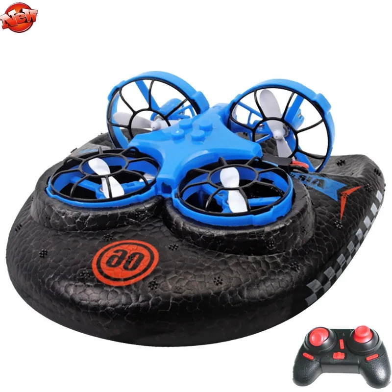 Water/Land and Air Remote Control Quadcopter Hovercraft Kids RC Toy 2.4G  3 To 1 Deformation Multifunctional RC Hovercraft Drone