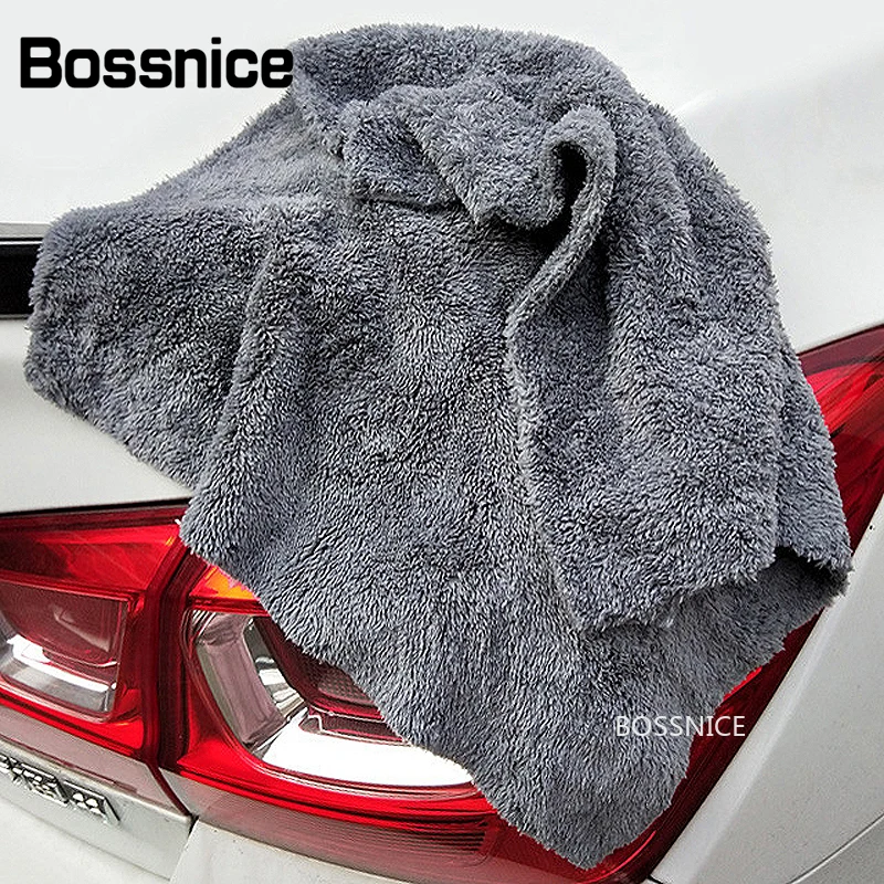 Bossnice 40x40cm 500GSM Super Soft Edgeless Microfiber Towel Car Care Polishing Buffing Finishes Light Gray Rags Car Wash Cloth