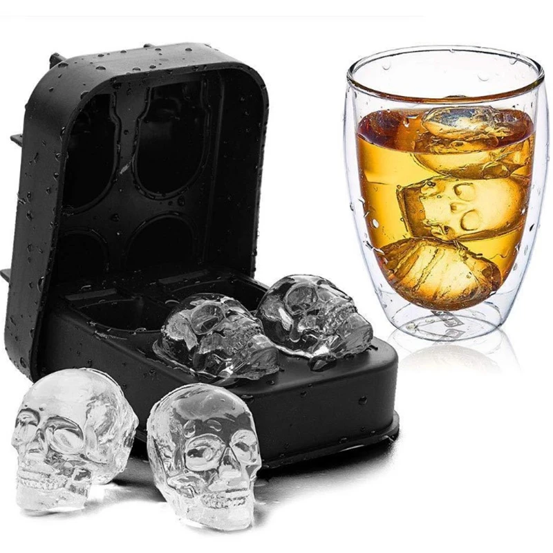 2022 Skull Silicone Mold 3D Ice Cube Maker Chocolate Mould Tray Ice Cream DIY Tool Whiskey Wine Cocktail Ice Cube Best Sellers