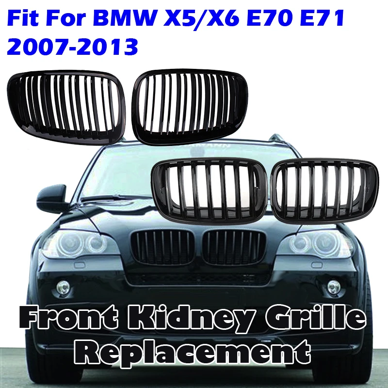 

Rhyming Front Kidney Grille Matte Glossy Black Sport Racing Intake Grill Fit For BMW X5 X6 E70 E71 2007-2013,Car Accessories