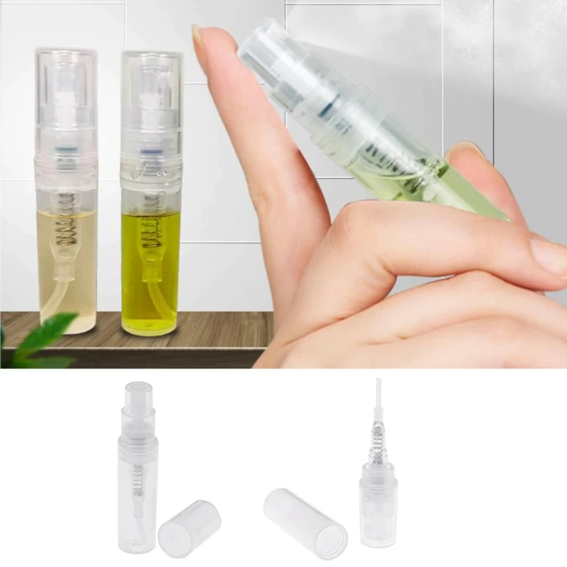 100 pz Mini trasparente 2ml di plastica riutilizzabile bottiglia Spray profumo portatile collutorio campione fiala atomizzatore cosmetico contenitore liquido