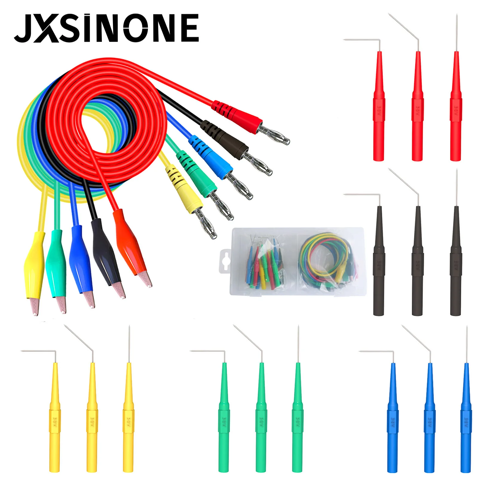 JXSINONE P1920B 30 шт./компл. комплект задних зондов с зажимом типа «крокодил» до 4 мм штекера типа «банан» мультиметра тестовый провод 30 В/10 А для автомобильного инструмента