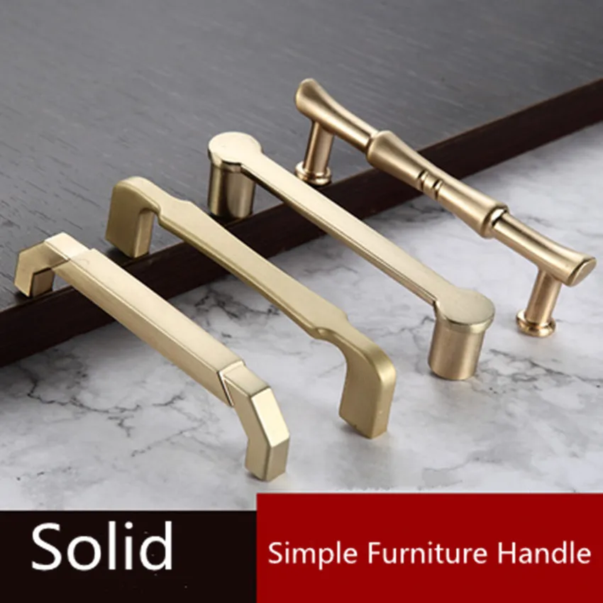 96 128 192mm modern simple brass kitchen cabinet wardrobe door handle stain brass drawer tv cabinet cupboard knob pull handle