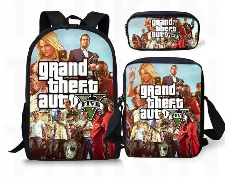 Grand Theft Auto Printing Backpack For Teenage Boys Girls Student Fashion 3 PCS/SET School Bags GTA V Children Daily Bags