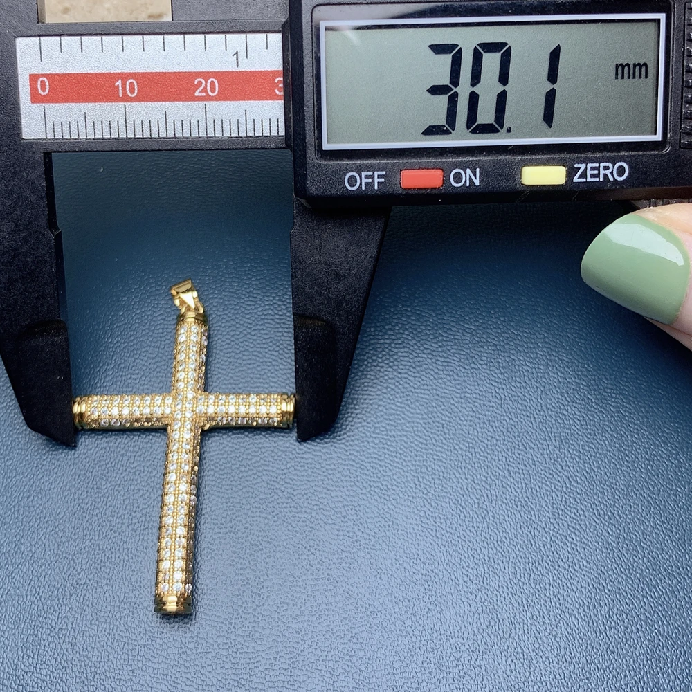 Fashion Plated Gold Zircon Cross Necklace Charm Pendants For DIY Jewelry Making Classic Accessories