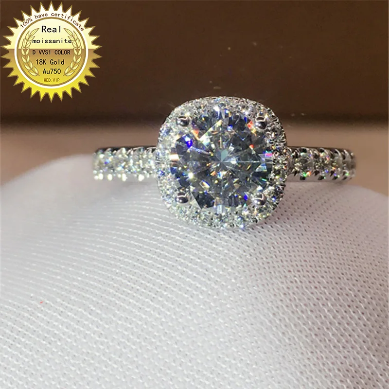 

100%18K goldr ring 2ct D VVS moissanite ring Engagement&Wedding Jewellery with certificate