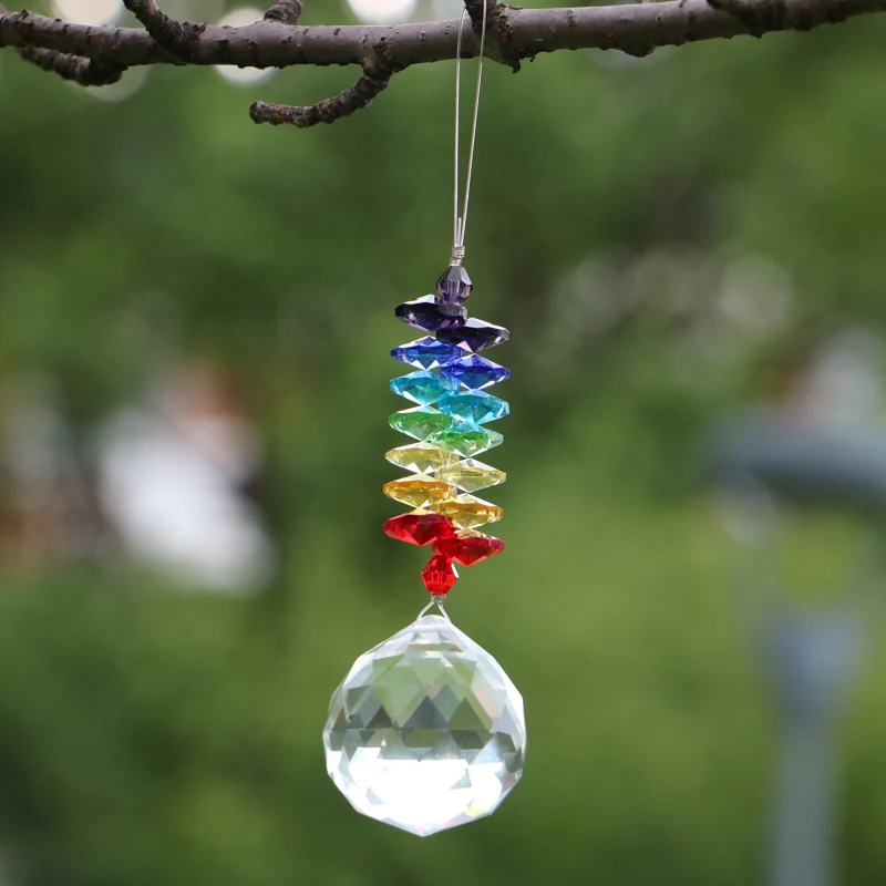 1PCS Handmade Crystal Ball Suncatcher Prisms Pendant Hanging Crystals Chandelier Decoration Rainbow Maker