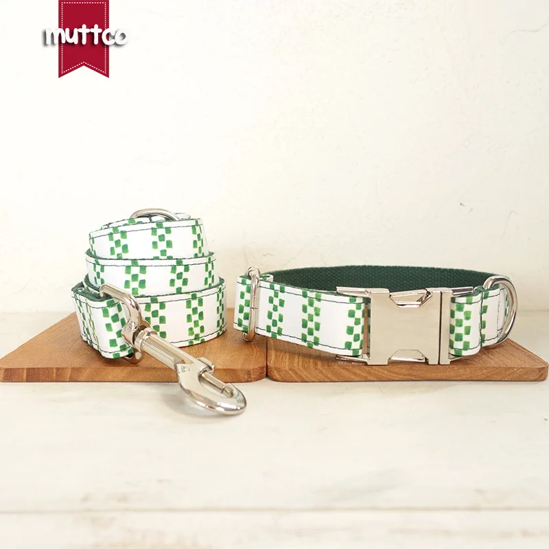 

MUTTCO retailing self-design dog collar THE JABE MOSAIC handmade poly satin and nylon 5 sizes dog collar and leash set UDC095