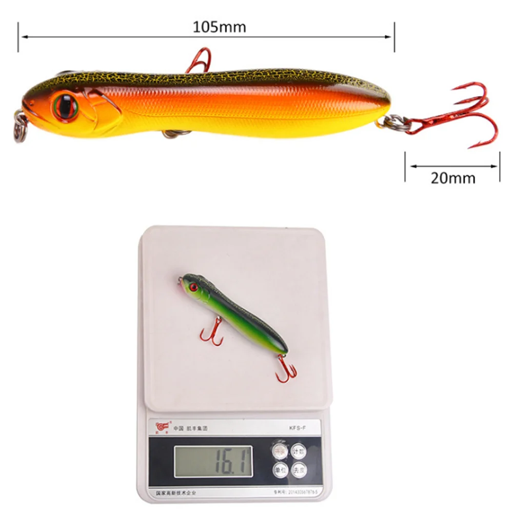 1Pcs 10.5cm 16g Snake Head Pencil Fishing Lures Floating Crankbait with Red Hooks Tackle Sea Bass Pike  3D Eyes Plastic