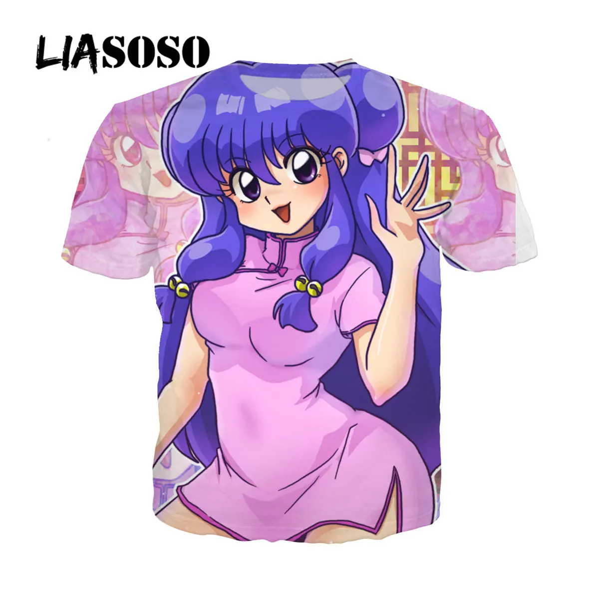 LIASOSO 3D Print Ranma 1/2 T-shirt Tendou Akane VS Ranma Tshirt Summer Casual Harajuku Shirt Hip Hop Oversized Tops Streetwear