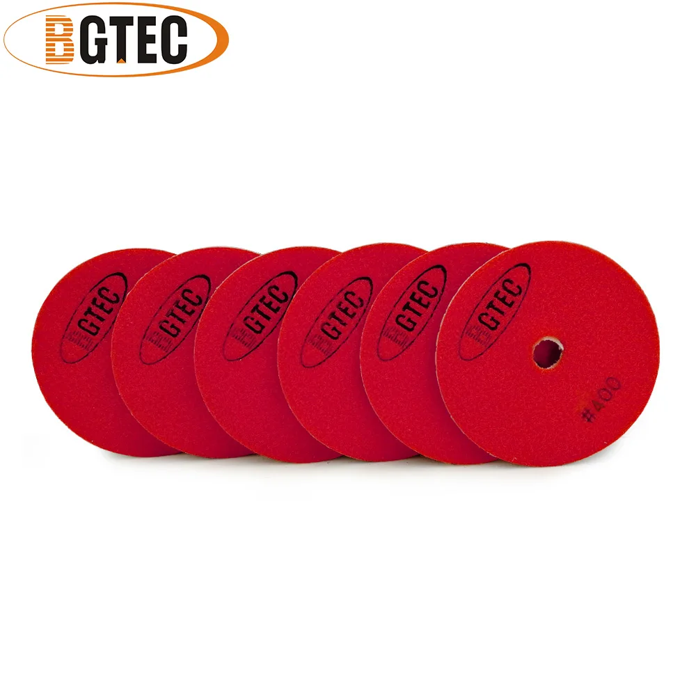 BGTEC 4inch 6pcs #400 Professional diamond flexible polishing pads 100mm grinding disc granite, marble, ceramic