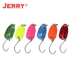 Jerry 6pcs 2g Pesca Micro Mini Trout Fishing Spoon Lures Kit Ultralight River UV Colors Metal Spinner Perch Bait Glitters
