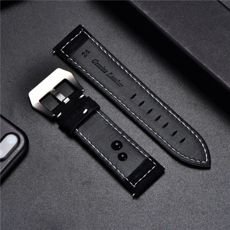 Vintage Matte Male Watchband 18mm 20mm 22mm 24mm Leather Men Strap Watch Accessories Luxury Watch Straps