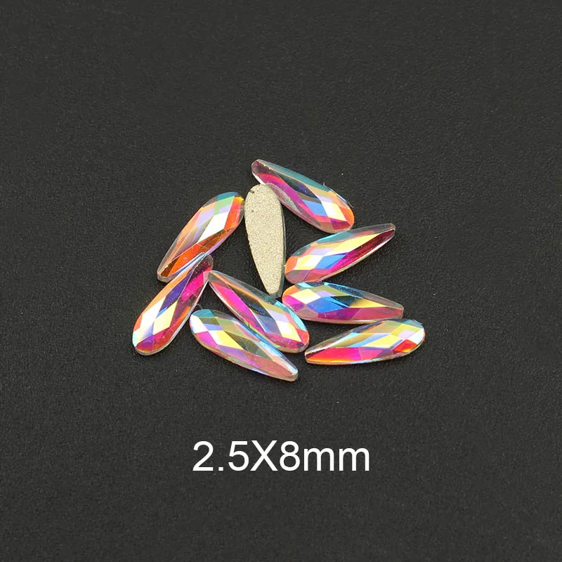 New Small Melon Seed Drop 2.5x8mm Nail Art Rhinestone 26 Color Fancy Crystal Strass 30 / 100Pcs For 3D Nail Decoration