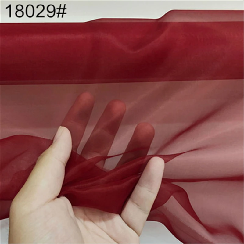 50 Colors Wedding Dress Fabric Silk Organza Fabric 100% Mulberry Thin Smooth Fabric Natural