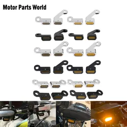 2XMotorcycle 12V Mini LED Lamp Turn Signal Amber Light E Mark For Harley Touring Road Glide Softail Breakout Slim FLS Sportster