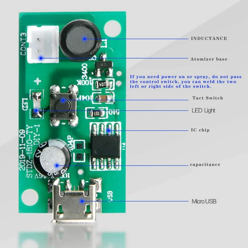 Top Deals 3Pcs Mist Maker Atomization Plate With 5V USB Humidifier Module Integrated Circuit Board Driver With Timing Switch