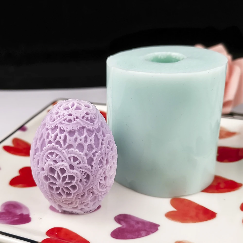 

QT0339 PRZY Easter Eggs Silicone Candle Mold 3D Lace Egg Moulds Decor Soap Molds Clay Resin Moulds