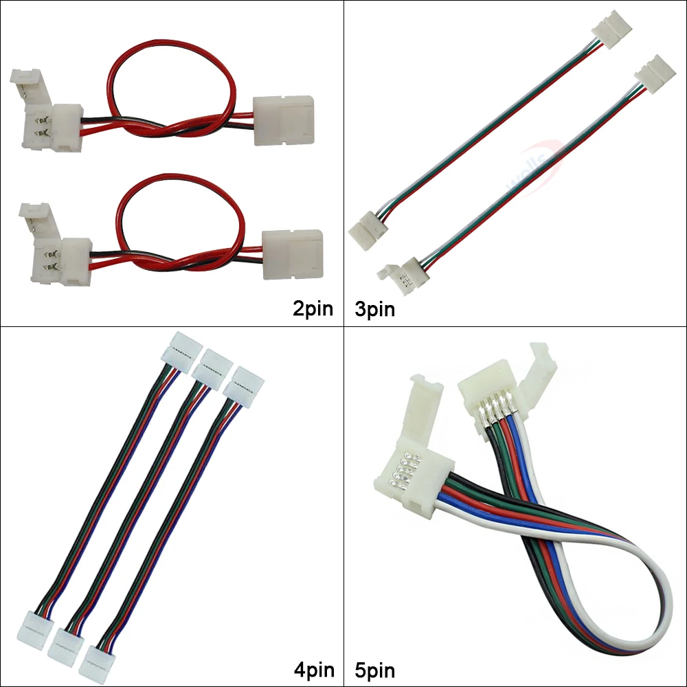 5-100pcs 2pin 3pin 4pin 5pin led strip connector double clip with wire Connector Cable For 5050 RGB RGBW 3528 WS2811 LED strip