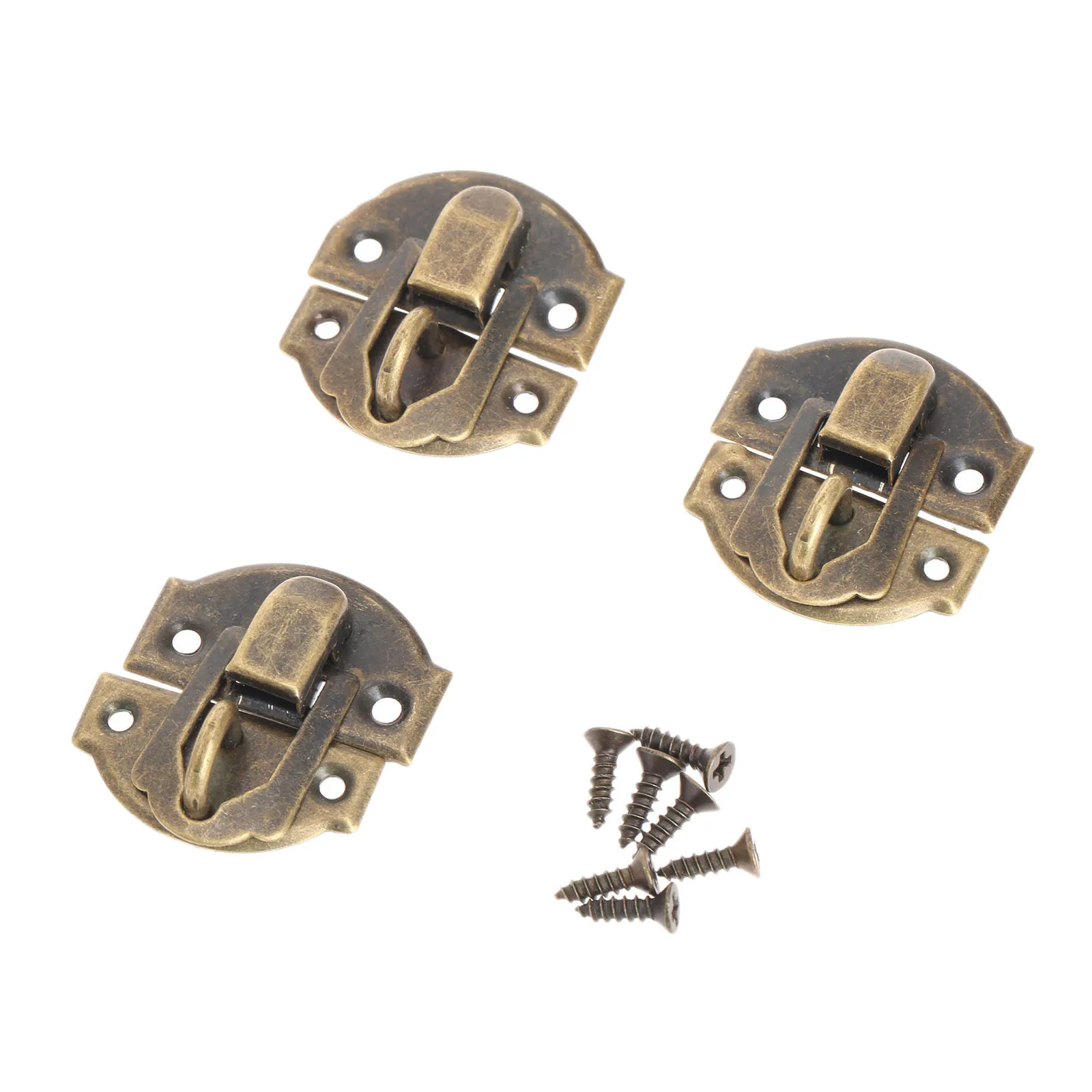 12pçs trava de ferro de bronze antigo, trava de fecho com fecho de ferro, joias decorativas, caixa de madeira de vinho, fivela de móveis para casa com parafuso de 27x29mm