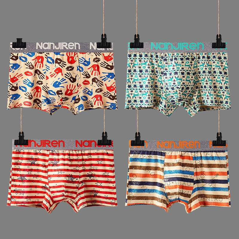 2024 Men Underwear Boxer Shorts Panties Solid Shorts Brand Underpants Men 100% Cotton Breathable Mid Waist Shorts Men L-6XL
