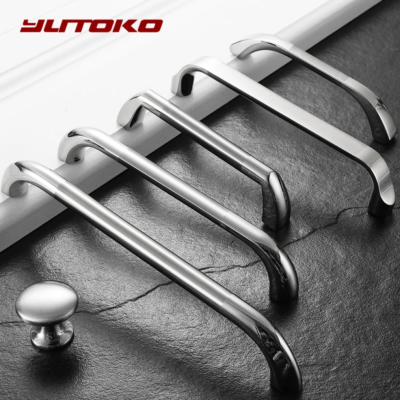 YUTOKO Modern Door Handles Kitchen Cabinet Handles and Knobs Silver Furniture Hardware Wardrobe Cupboard Handle Drawer Pulls