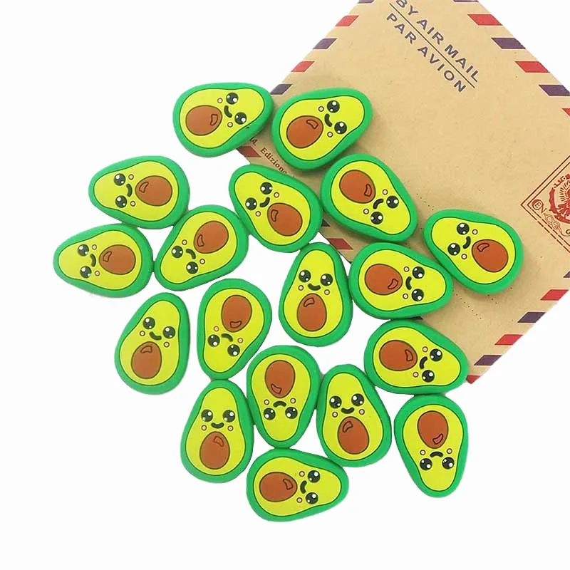 Chenkai 10PCS Silikon Avocado Perlen Baby Kauen Anhänger Pflege Sensorischen Zahnen Schnuller DIY Halskette Kette Pflege Spielzeug