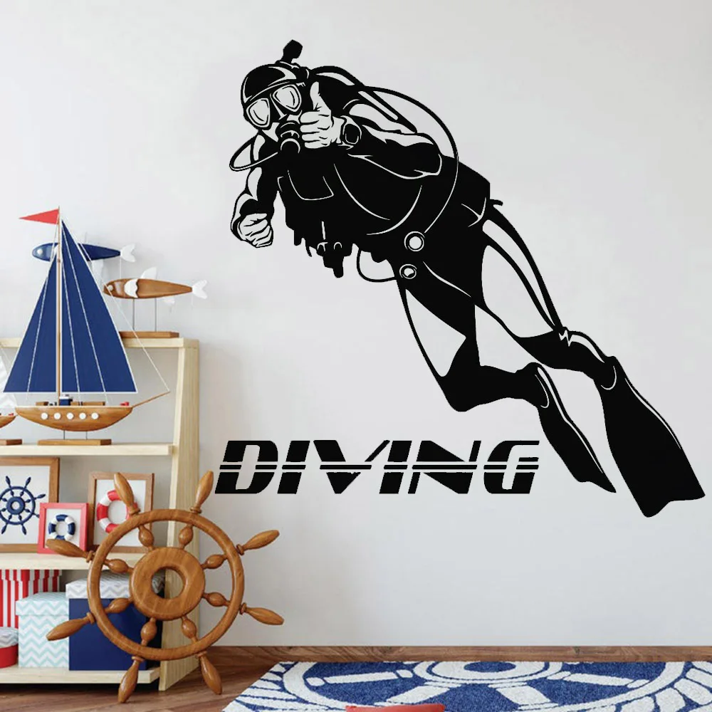 Diver Wall Decal Diving Club Cool Decor Extreme Sports Swimming Water Stickers Vinyl Man Cave Interior Art Decoration Z657