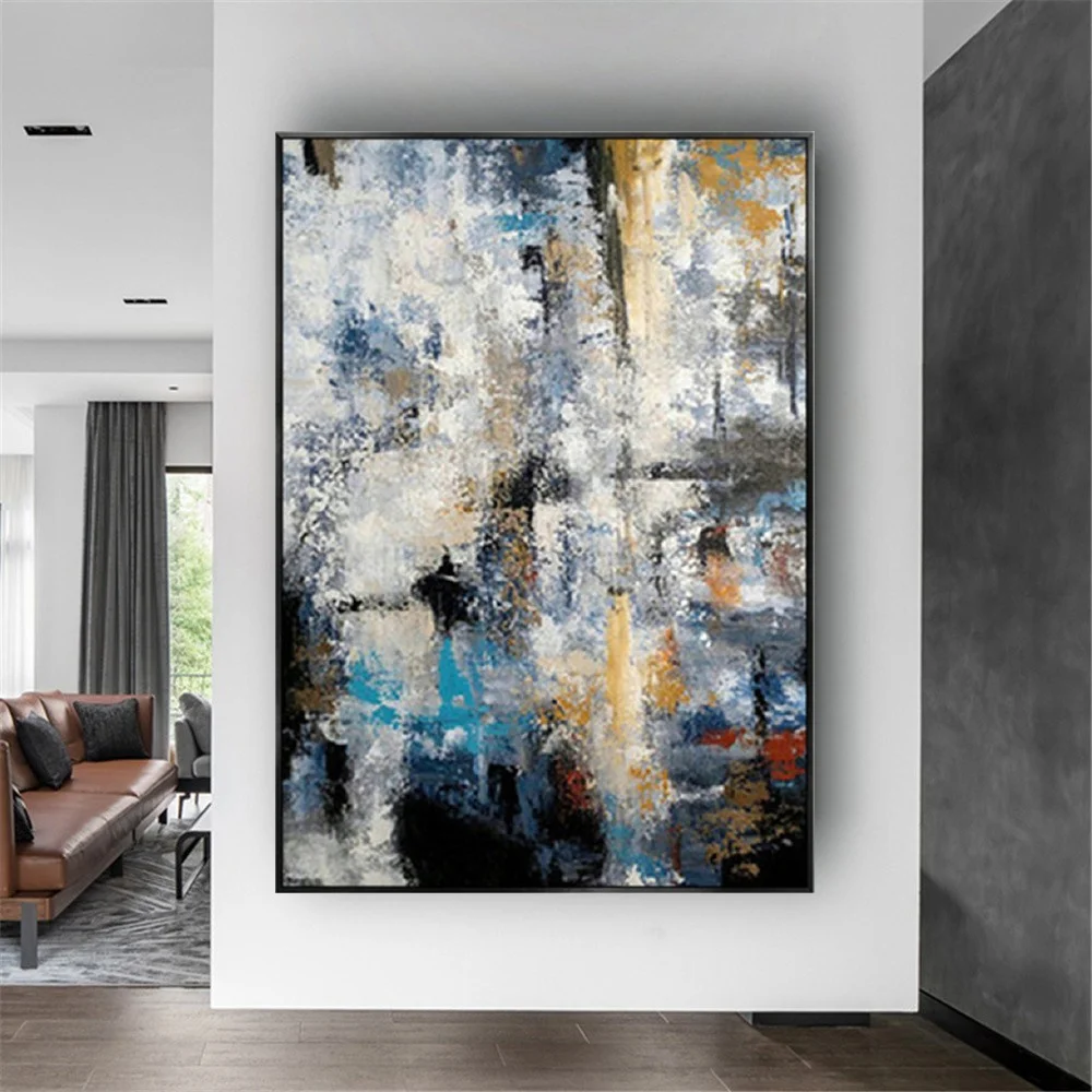 100% Handmade Oil Painting Gypsophila Creative Canvas Paintings blue Paint modern Wall Art Vintage art Painting Home Decoration