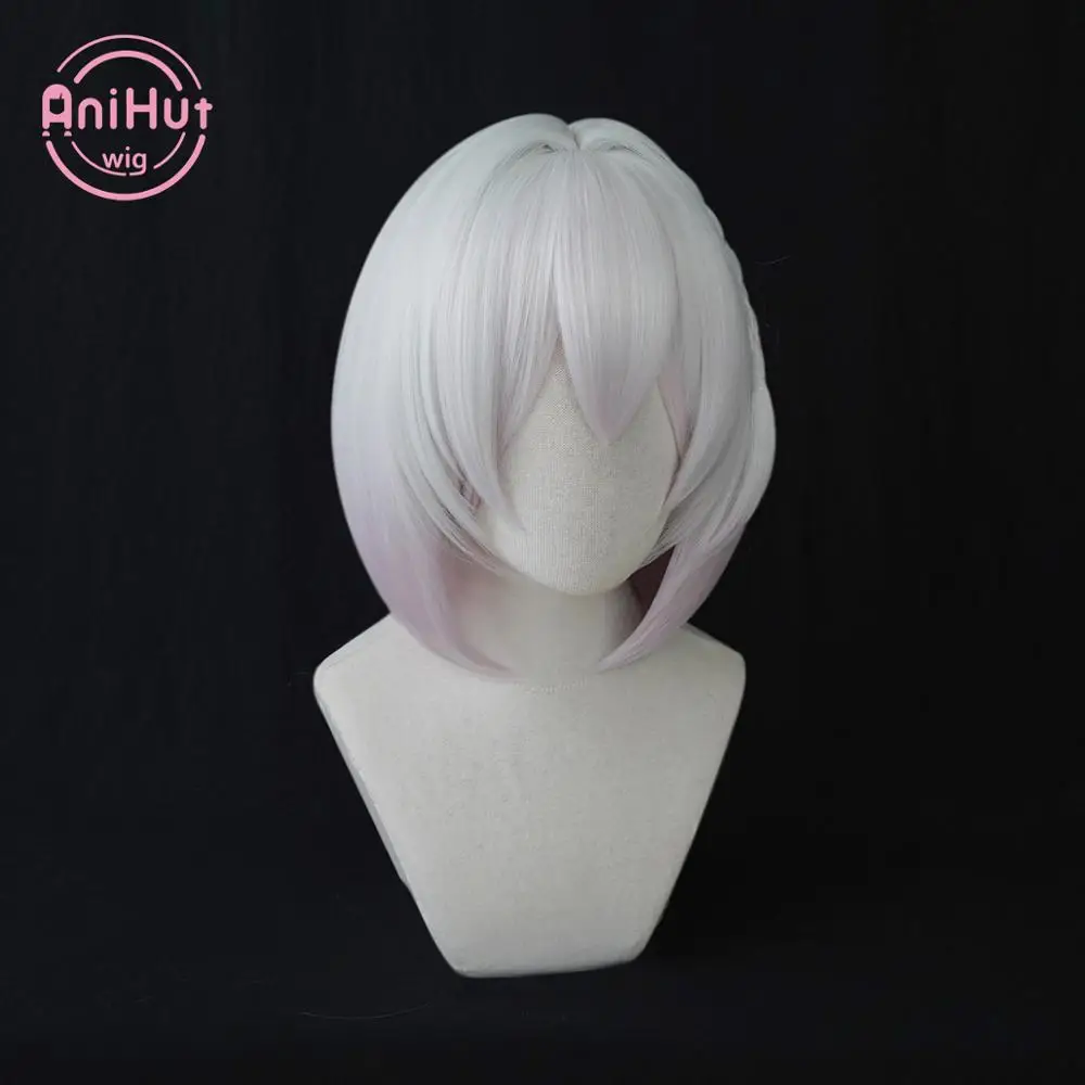 【Anihut】HMS Sirius Cosplay Wig Game Azur Lane Women Heat Resistant Synthetic Pink White Cosplay Wig HMS Sirius