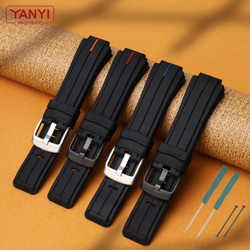 Silicone Rubber bracelet 24*16mm watchband for timex watches T2N738 T2N739 T2N720 T2N721 T49706 watch band sports silicone strap