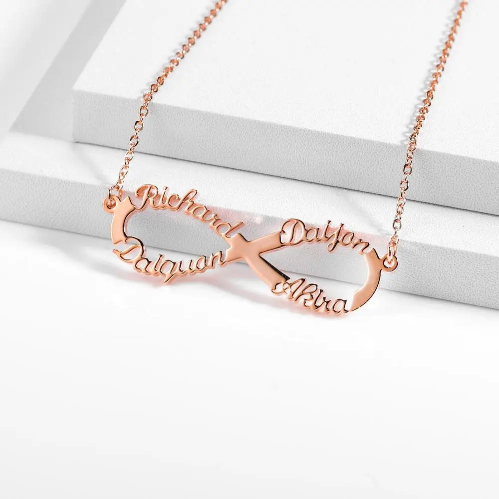 Customize Name Necklace Infinite loop Necklace Personalized Gold Stainless Steel Custom Name Jewelry1-4 Names Choker Women Gifts - Image 4