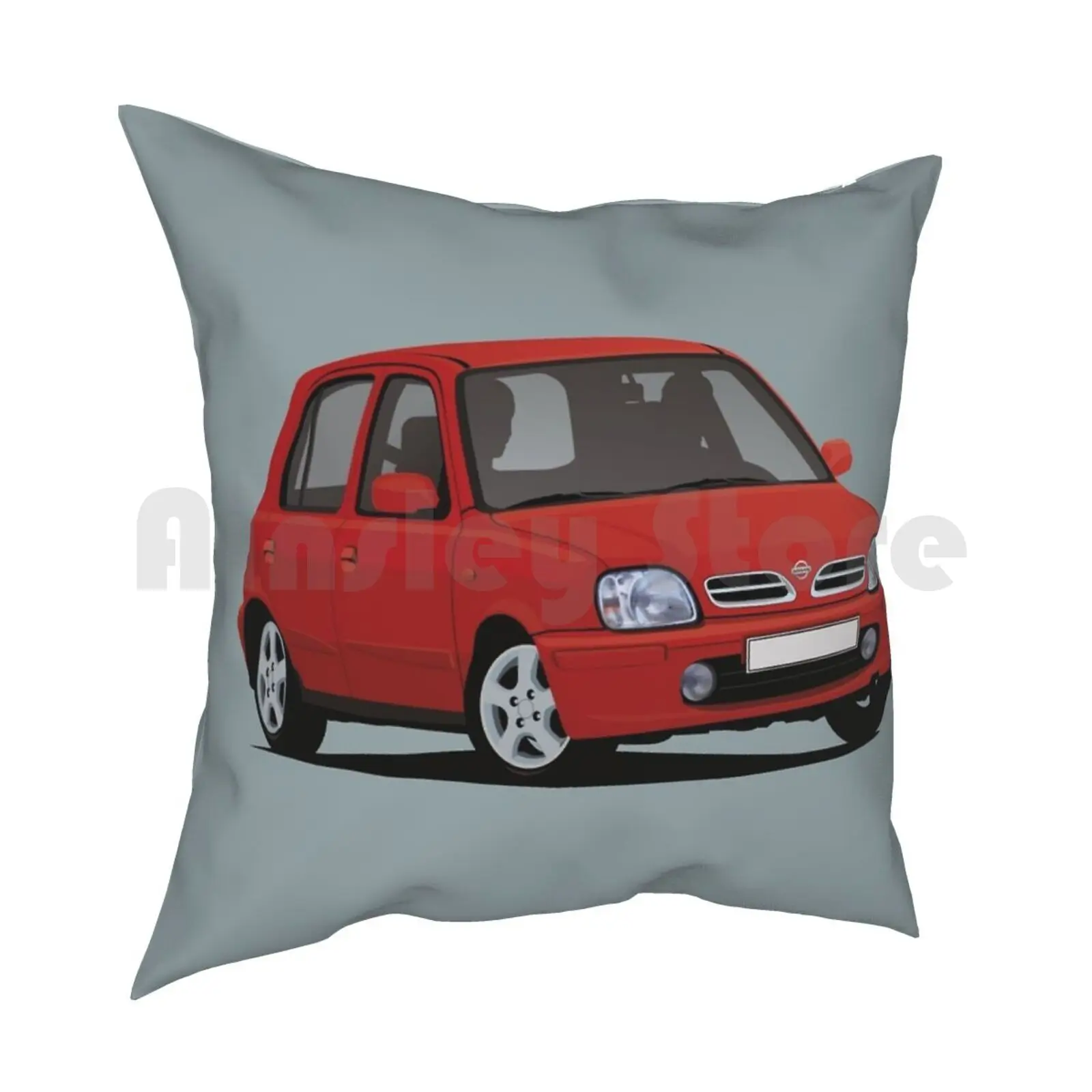 Nissan Micra ( March ) K11C-Illustration-Red Pillow Case Printed Home Soft Throw Pillow Nissan Micra Nissan Micra Micra