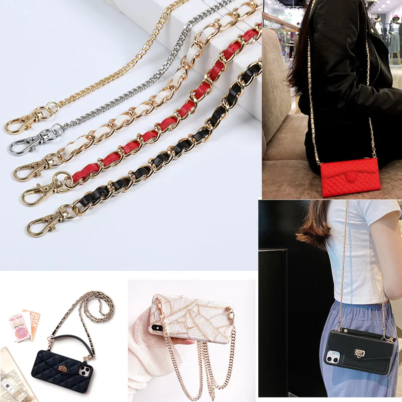 Luxury Long chain Crossbody strap for cell phone case PU leather Metal chain Phone case for iphone/Samsung/Xiaomi/huawei/LG