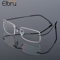 Elbru Titanium Alloy Ultralight Rimless Glasses Frame Women Men High Quality Stretch Metal Temple TR90 Eyeglasses Frame